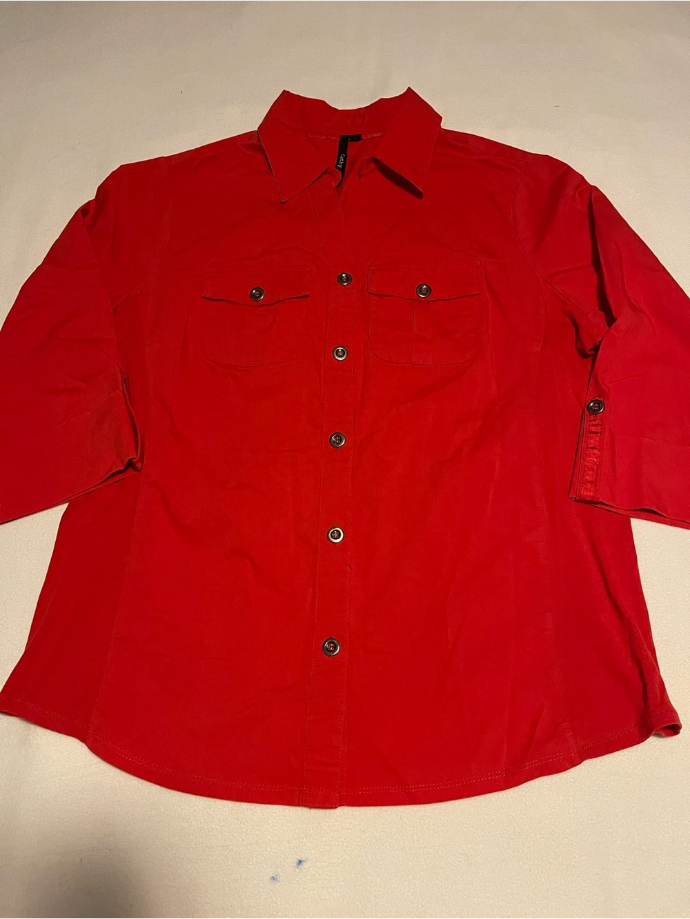 Classic Red Button-Front Women's Blouse